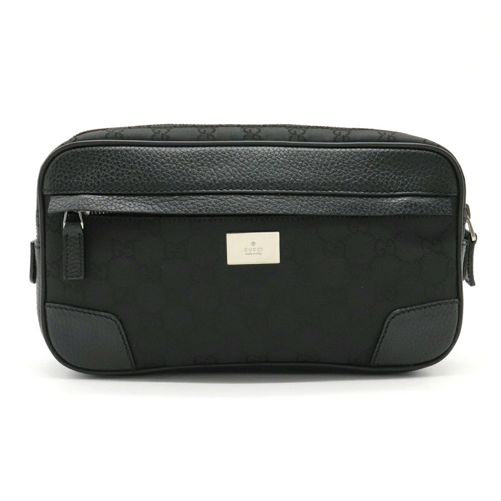 Gucci GG Waist Bag Pouch Clutch Body Leather Black